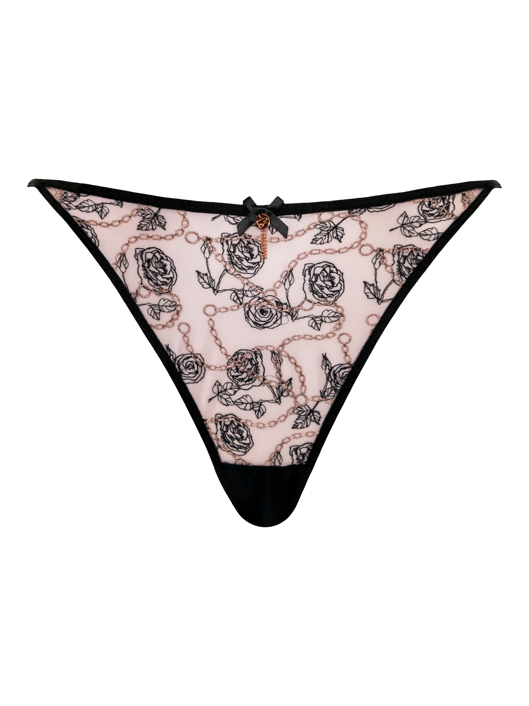 Product image 9 of 9, which shows Curvy Kate Entwined Tanga Knickers, Black/Blush, S