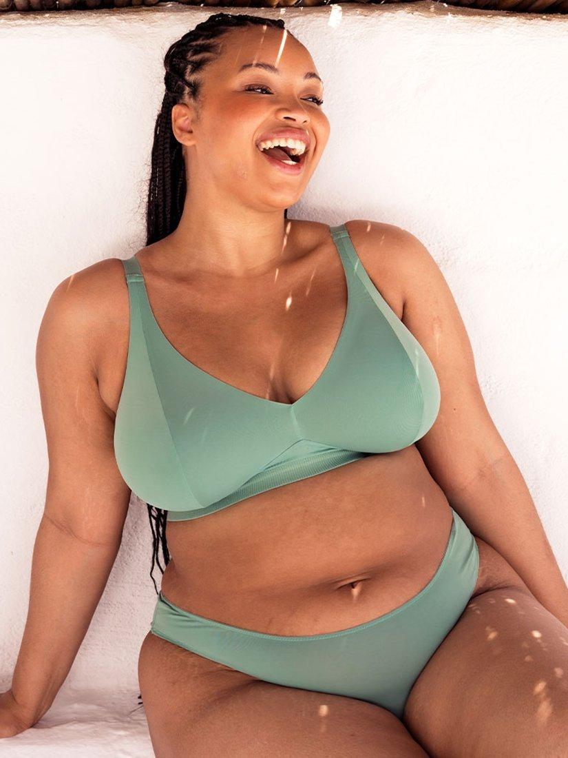 Product image 7 of 8, which shows Curvy Kate Zen Brazilian Knickers, Sage Green, S-M