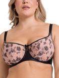 Curvy Kate Entwined Underwired Balcony Bra, Black/Blush