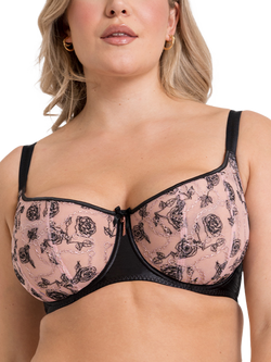 Curvy Kate Entwined Underwired Balcony Bra, Black/Blush