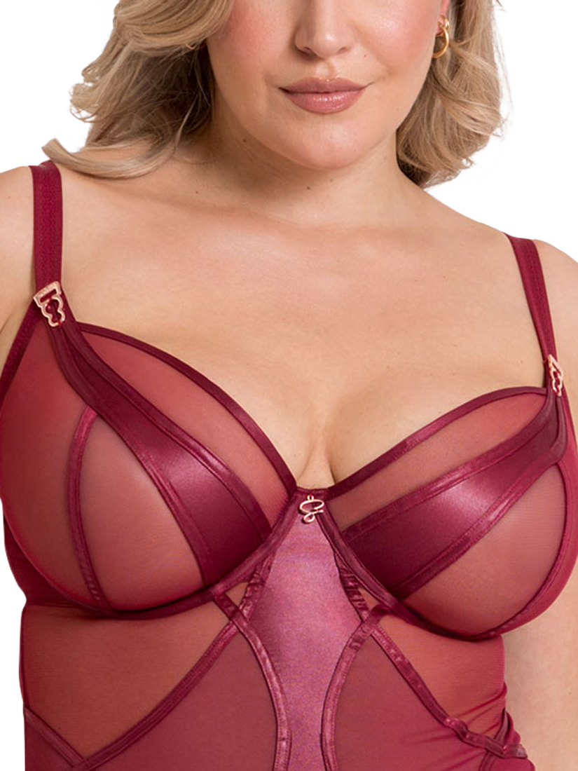 Product image 3 of 9, which shows Curvy Kate Scantilly Suspense Wired Bodysuit, Sangria, 30DD