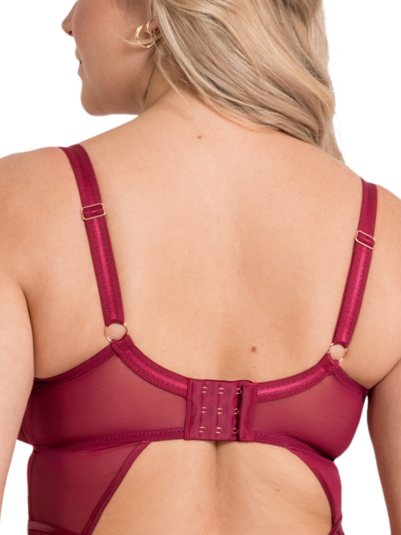 Product image 5 of 9, which shows Curvy Kate Scantilly Suspense Wired Bodysuit, Sangria, 30DD