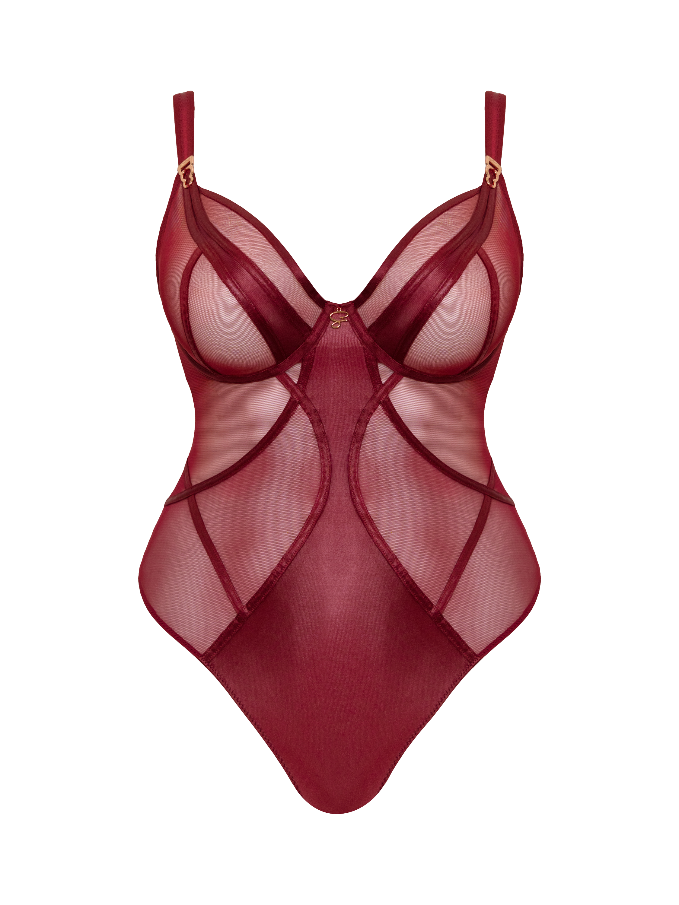 Product image 9 of 9, which shows Curvy Kate Scantilly Suspense Wired Bodysuit, Sangria, 30DD