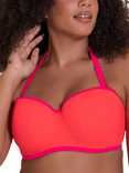 Curvy Kate Minimalist Bandeau Bikini Top, Coral/Pink