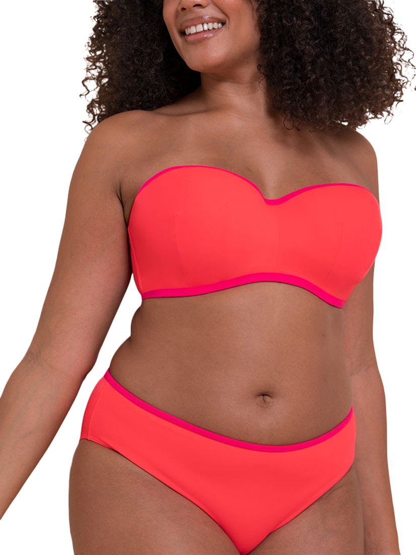 Product image 2 of 8, which shows Curvy Kate Minimalist Bandeau Bikini Top, Coral/Pink, 30D