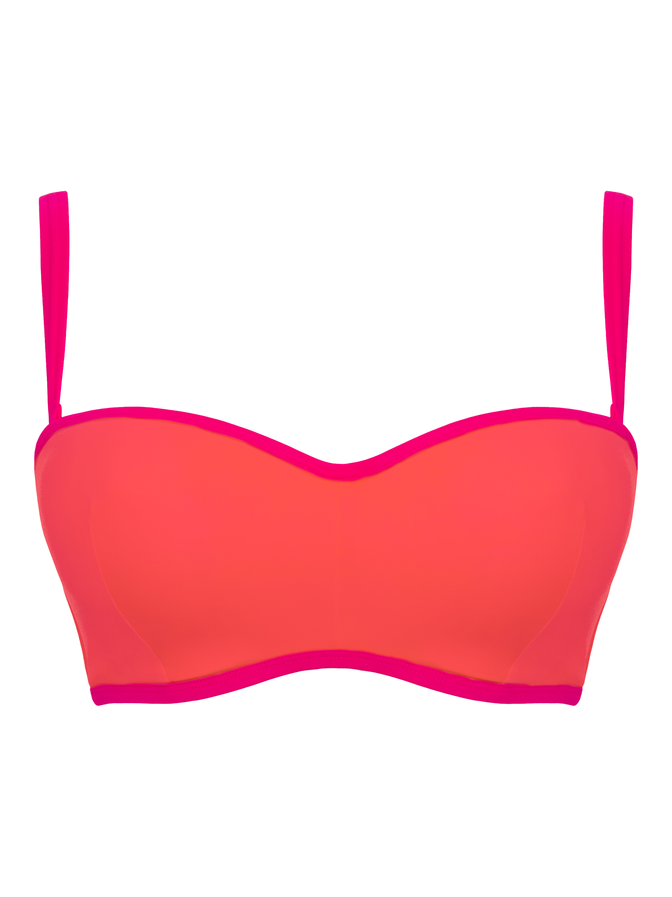 Product image 7 of 8, which shows Curvy Kate Minimalist Bandeau Bikini Top, Coral/Pink, 30D