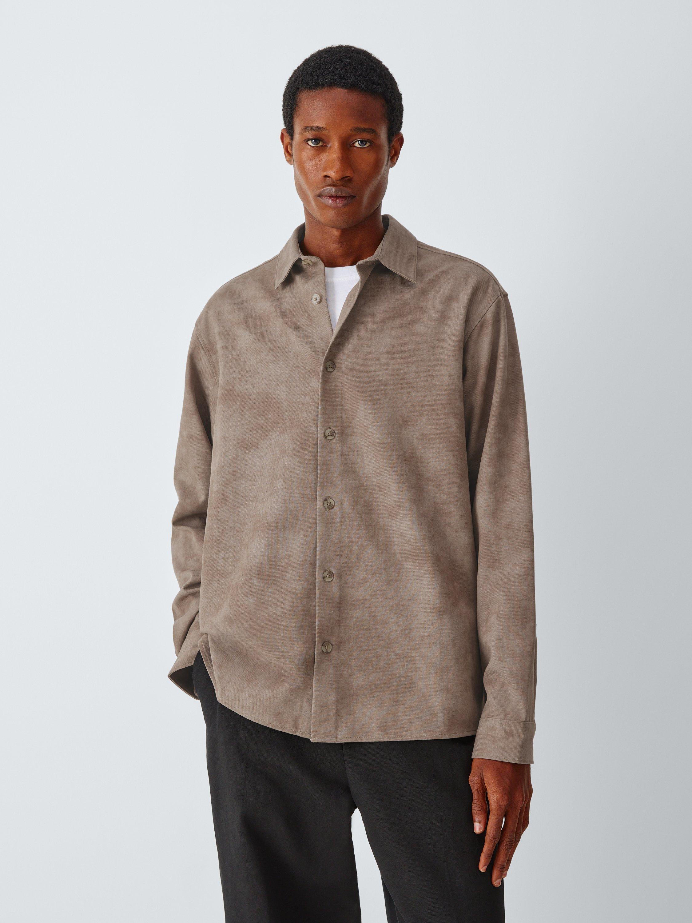 Product image 1 of 6, which shows Kin Cotton Blend Long Sleeve Collar Shirt, Brown, S