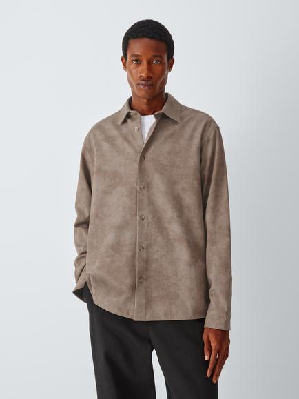 Kin Cotton Blend Long Sleeve Collar Shirt, Brown