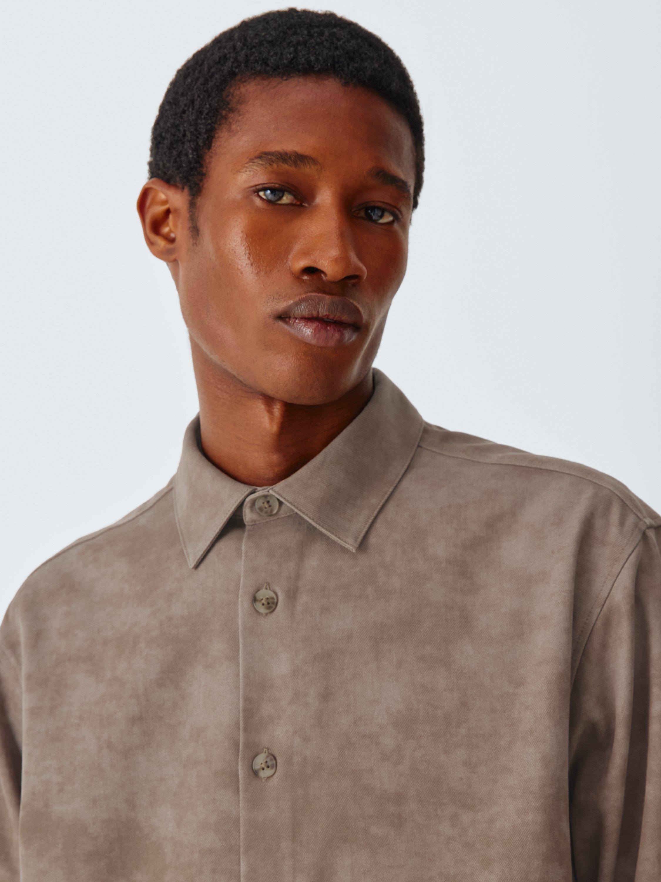 Product image 6 of 6, which shows Kin Cotton Blend Long Sleeve Collar Shirt, Brown, S