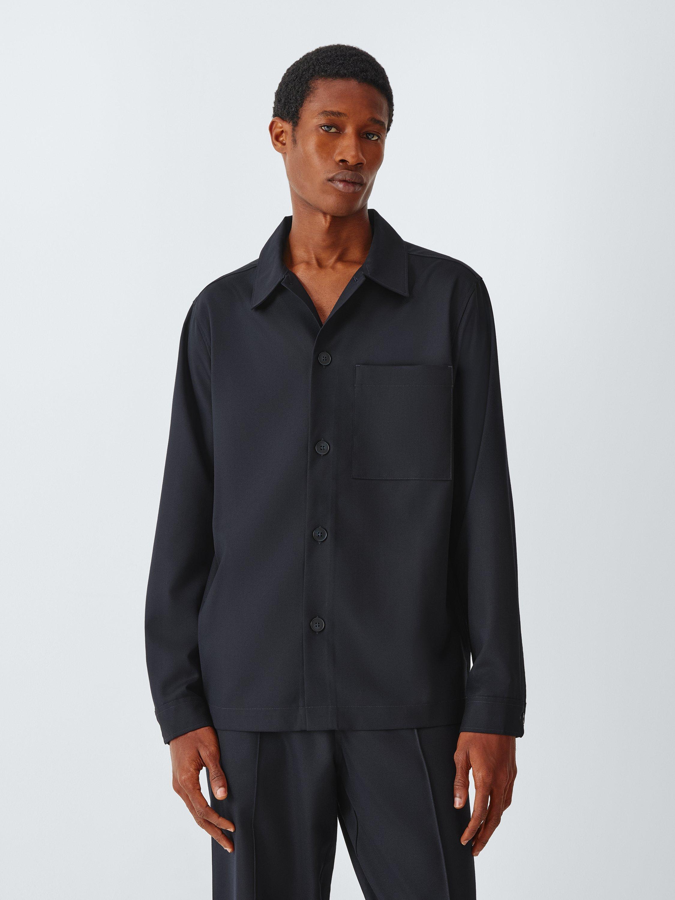 Product image 1 of 7, which shows Kin Pintuck Wool Blend Shirt, Dark Navy, S