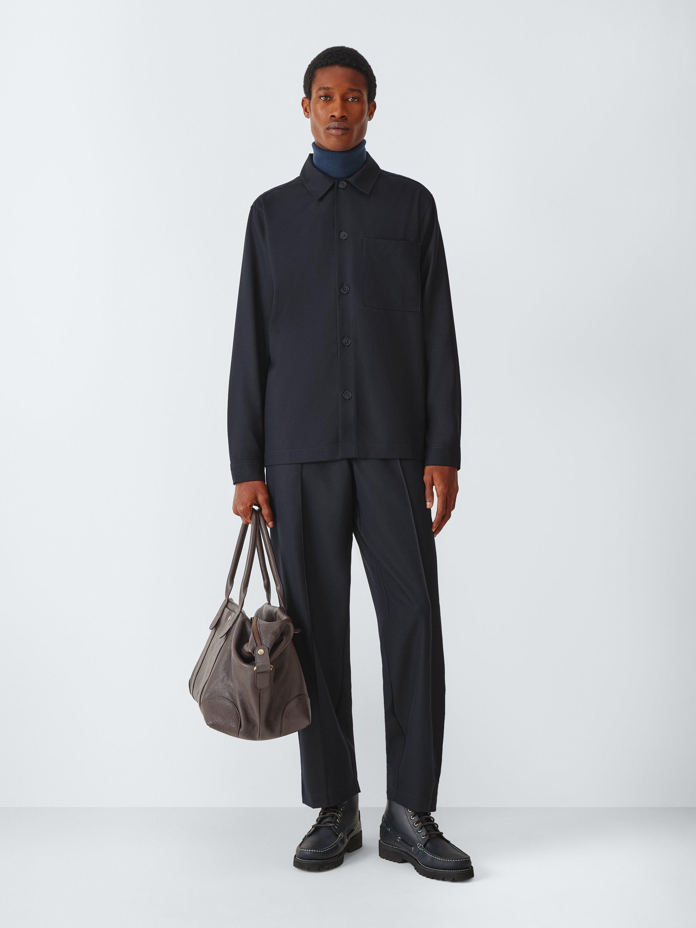 Product image 3 of 7, which shows Kin Pintuck Wool Blend Shirt, Dark Navy, S