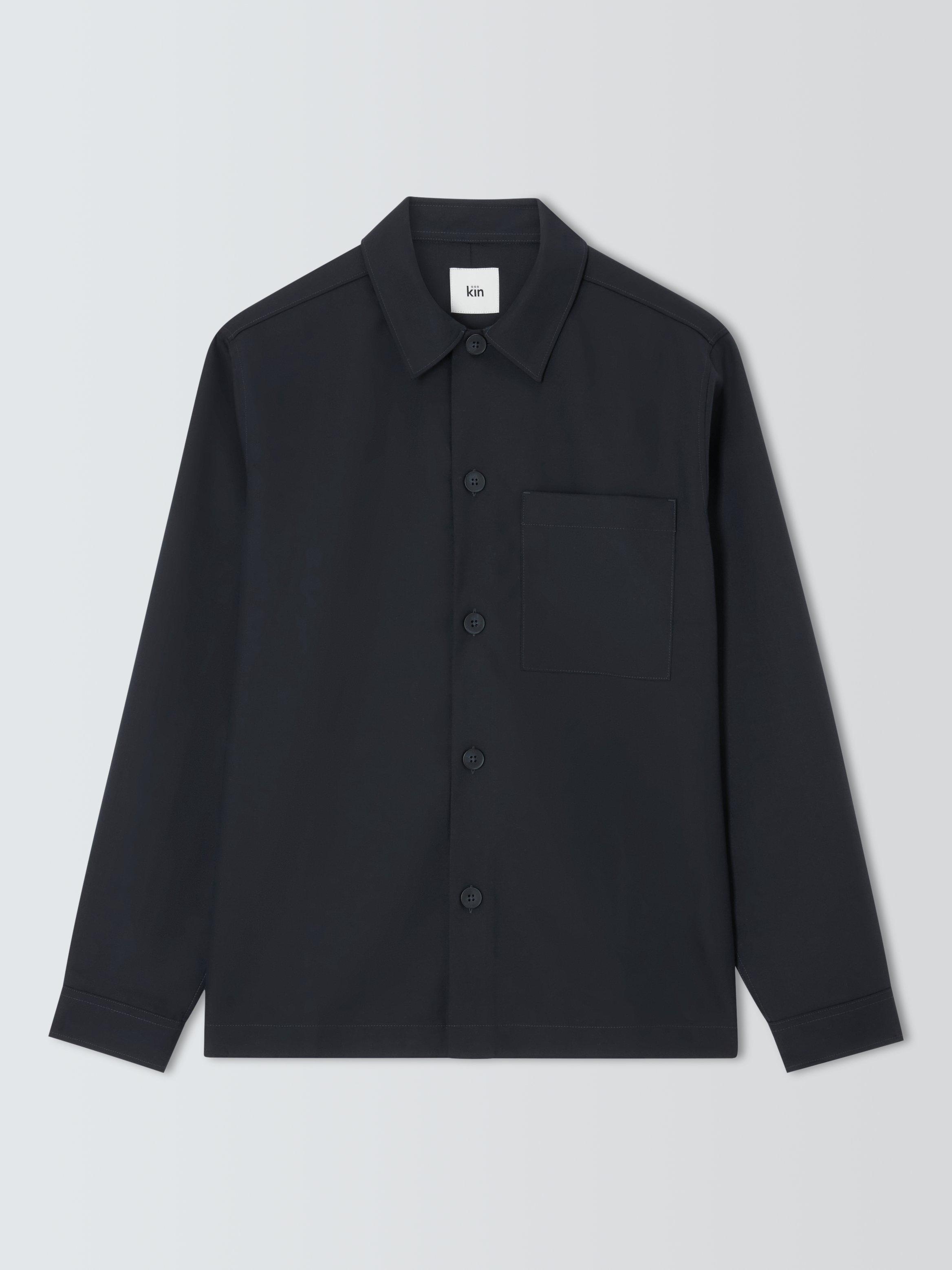 Product image 4 of 7, which shows Kin Pintuck Wool Blend Shirt, Dark Navy, S