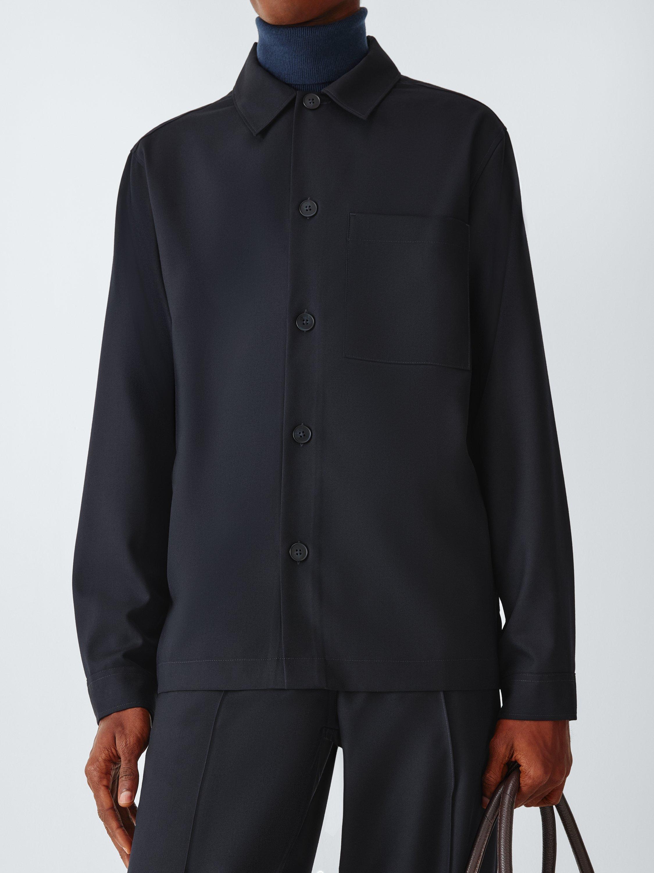 Product image 6 of 7, which shows Kin Pintuck Wool Blend Shirt, Dark Navy, S