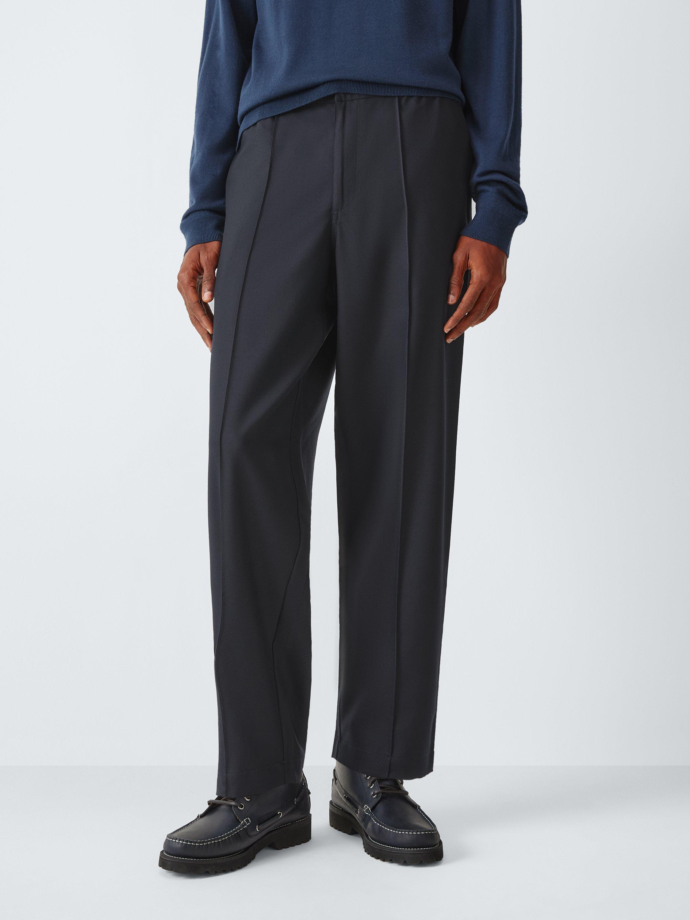 Product image 1 of 6, which shows Kin Pintuck Wool Blend Trousers, Dark Navy, S