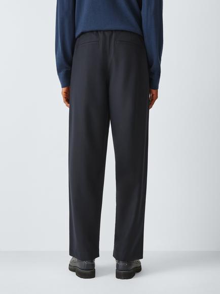 Kin Pintuck Wool Blend Trousers, Dark Navy - view 2, Dark Navy