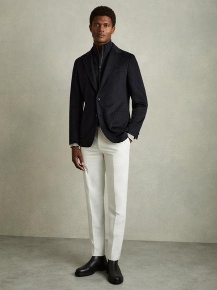 Reiss Patch Gilet Insert Blazer, Navy