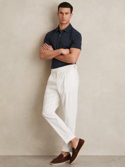 Reiss Earl Cotton Regular Fit Short Sleeve Polo Shirt, Navy