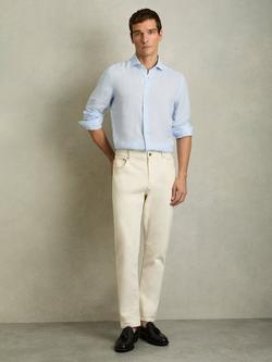 Reiss Ruban Linen Button-Through Shirt, Light Blue, Light Blue