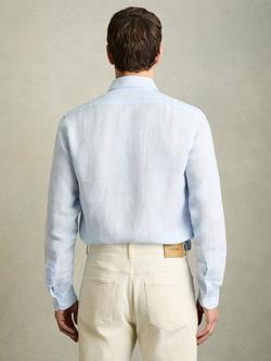 Reiss Ruban Linen Button-Through Shirt, Light Blue - view 2, Light Blue