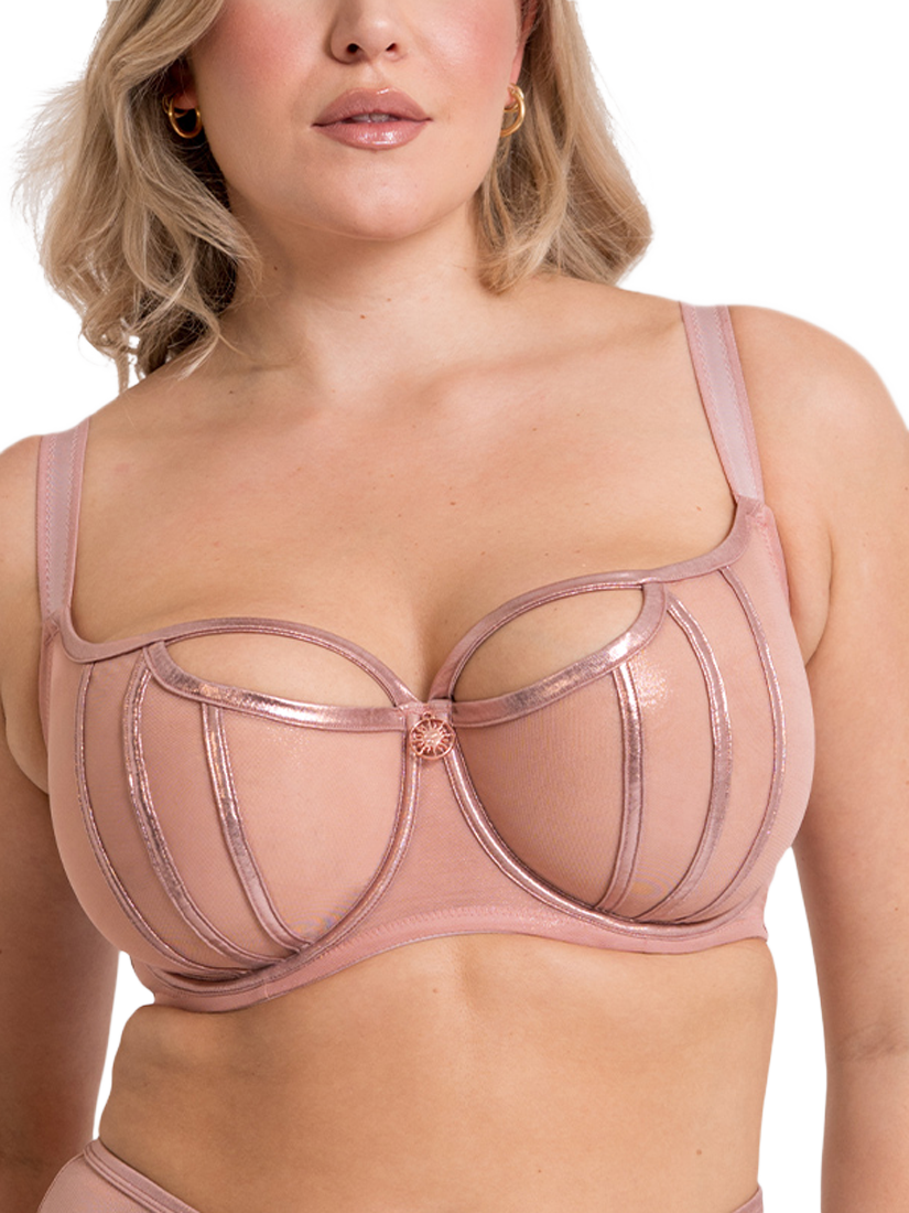 Product image 1 of 9, which shows Curvy Kate Eos Underwired Balcony Bra, Rose Gold, 30DD