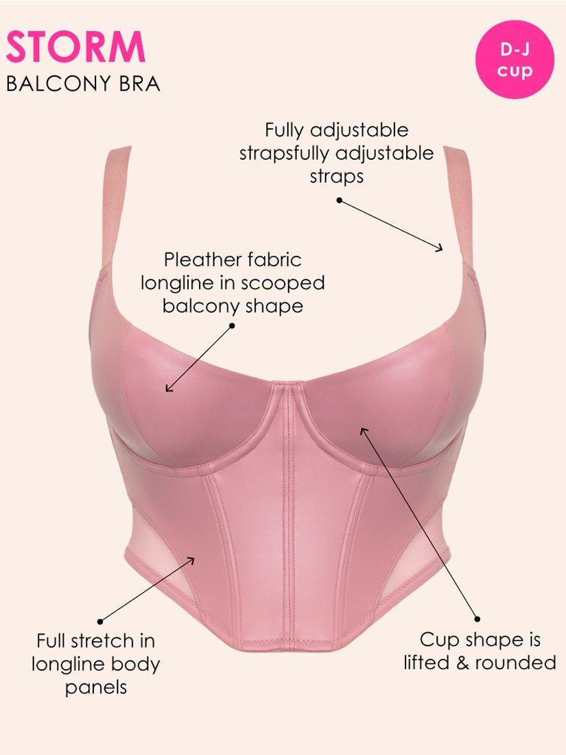 Product image 10 of 11, which shows Curvy Kate Storm Longline Balcony Bra, Dusky Rose, 30D