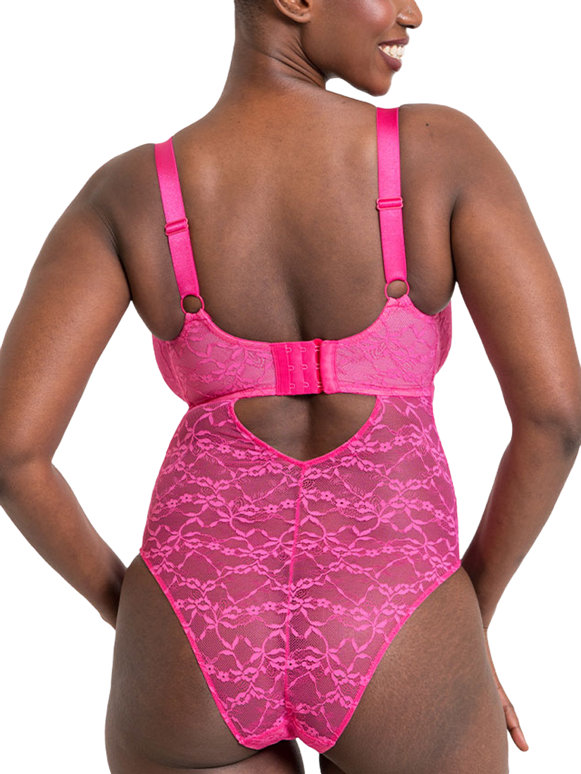 Product image 2 of 10, which shows Curvy Kate All Night Lace Body, Hot Pink/Blush, 32D