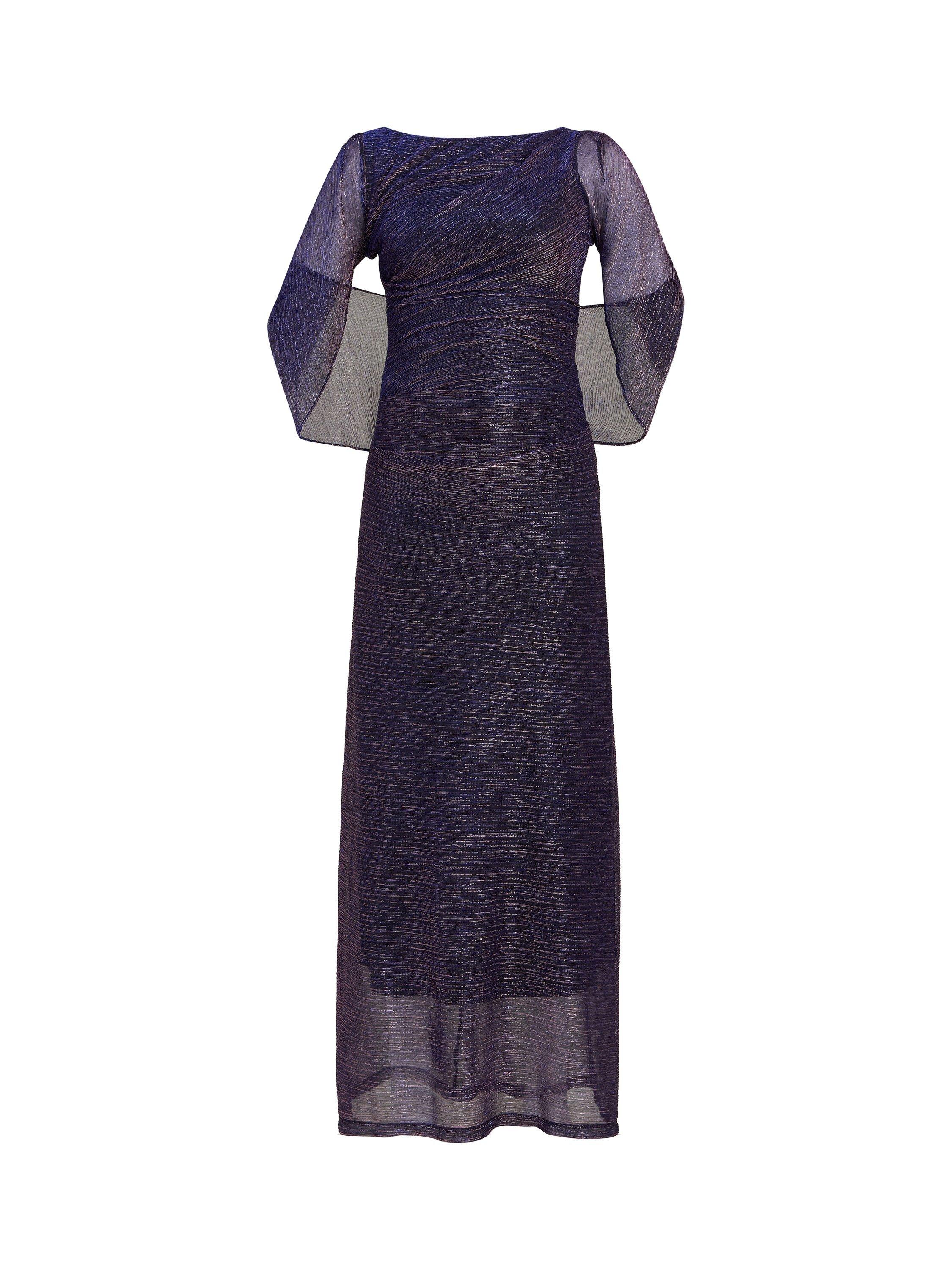 Product image 4 of 6, which shows Gina Bacconi Joanna Metallic Knit Evening Maxi Dress, Pink/Cobalt, 8