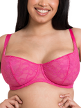 Curvy Kate All Night Lace Underwired Balcony Bra, Hot Pink/Blush