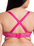 Curvy Kate All Night Lace Underwired Balcony Bra, Hot Pink/Blush