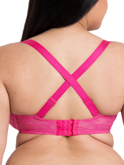 Curvy Kate All Night Lace Underwired Balcony Bra, Hot Pink/Blush - view 2, Hot Pink/Blush