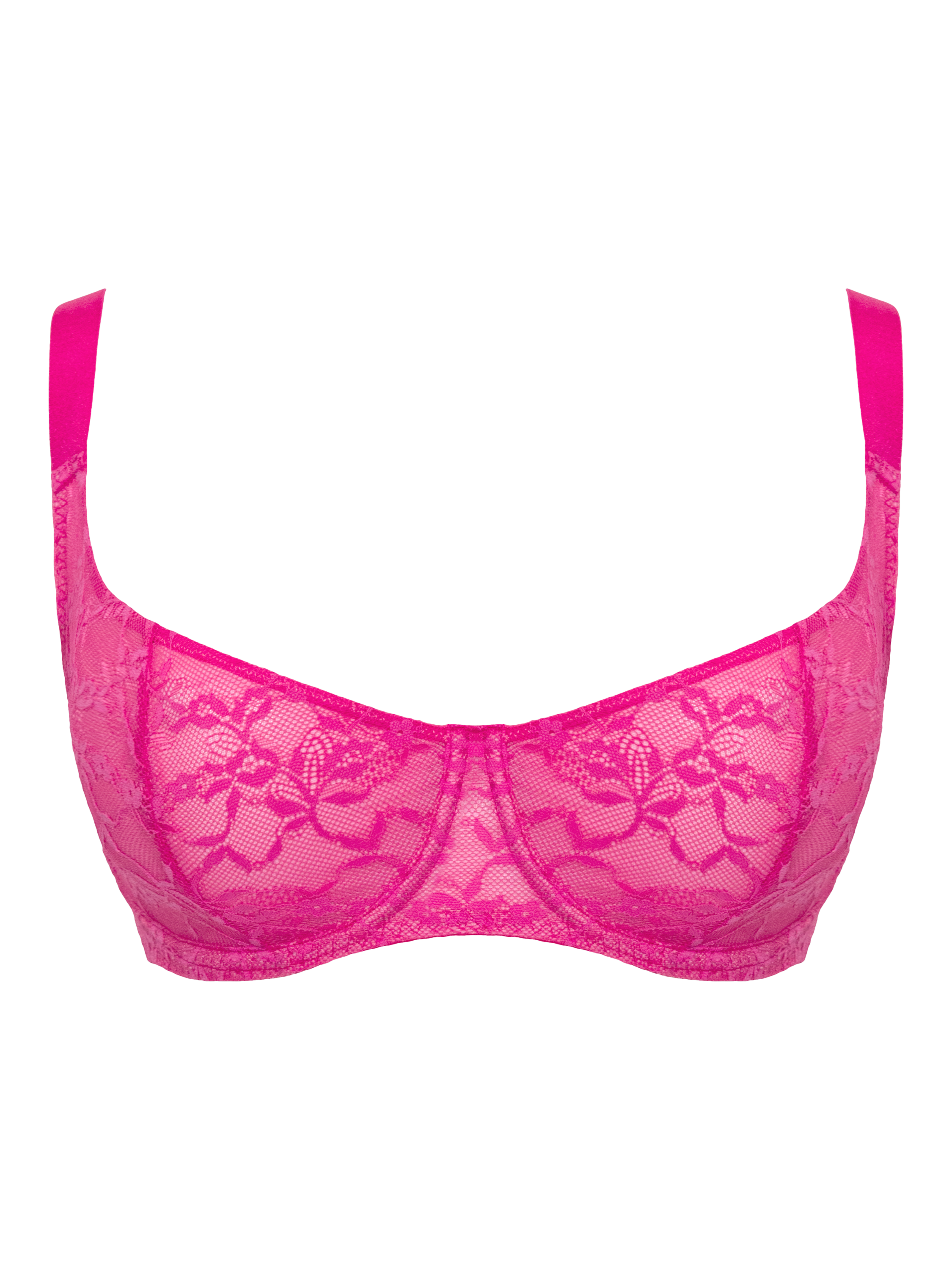 Product image 8 of 8, which shows Curvy Kate All Night Lace Underwired Balcony Bra, Hot Pink/Blush, 30D