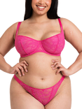 Curvy Kate All Night Lace Tanga Knickers, Hot Pink/Blush