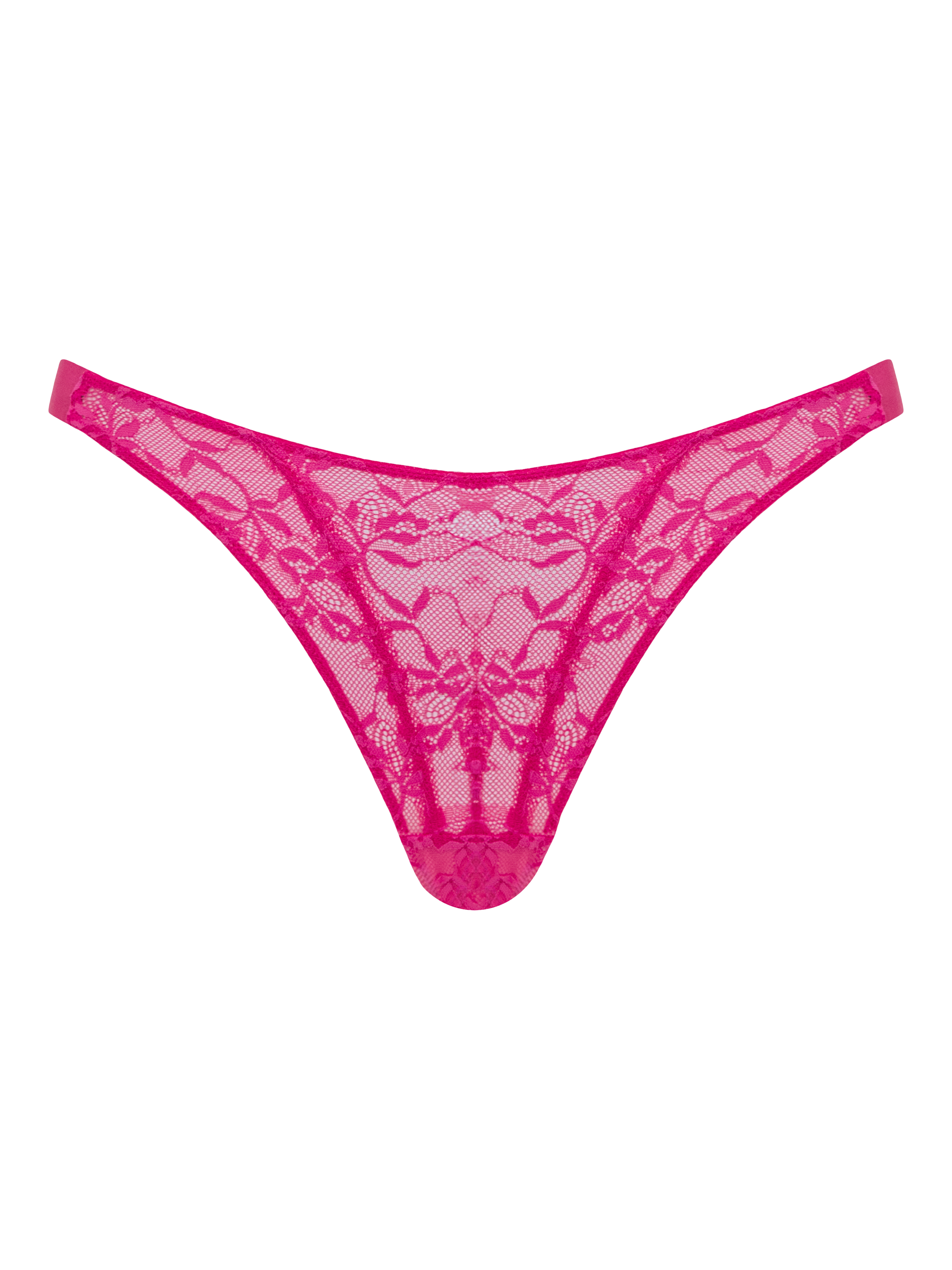 Product image 7 of 7, which shows Curvy Kate All Night Lace Tanga Knickers, Hot Pink/Blush, S