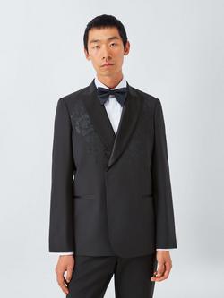 John Lewis Regular Fit Embroidered Wool Blend Dinner Jacket, Black, Black