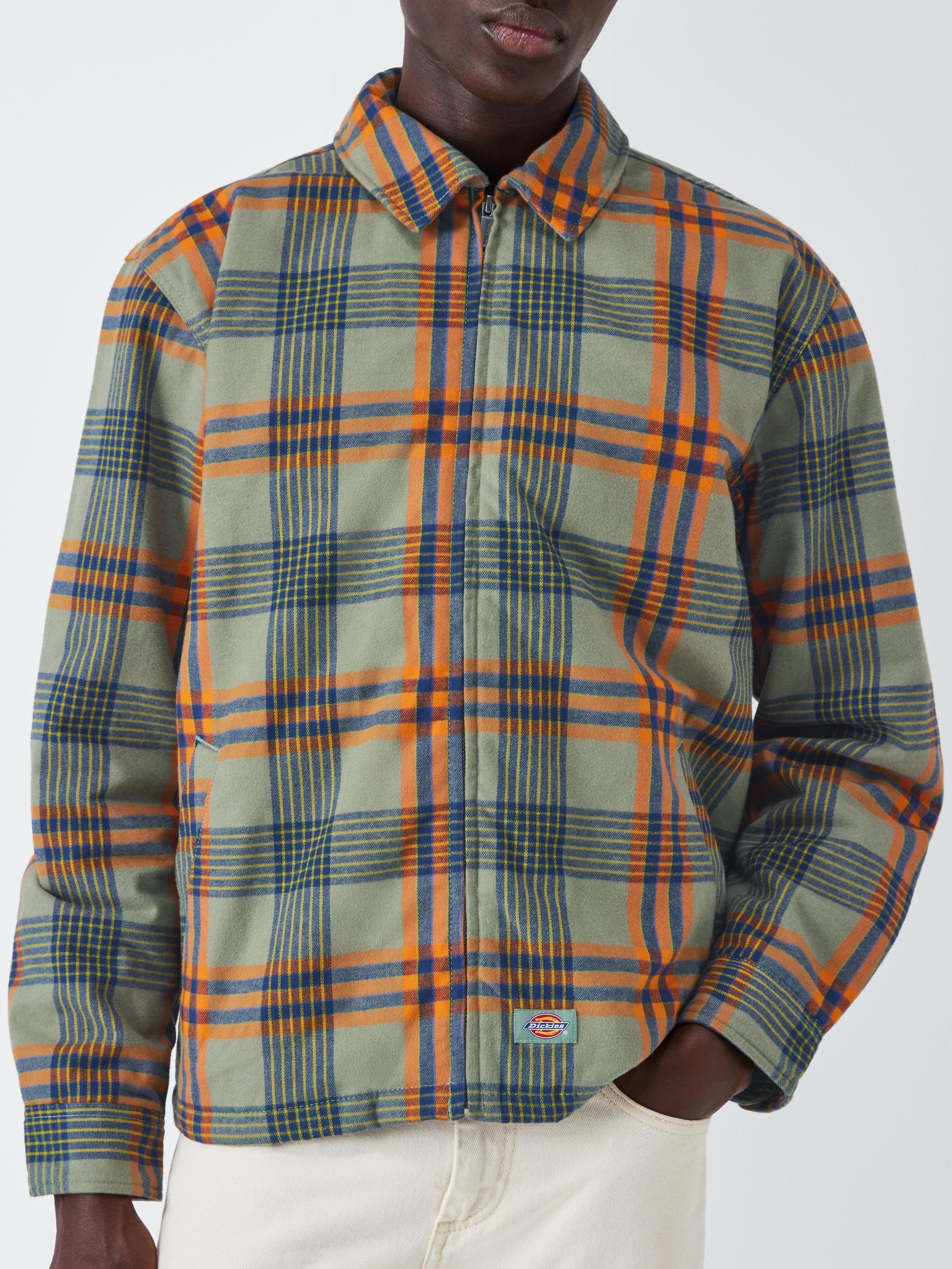 Product image 5 of 6, which shows Dickies Petersburg Cotton Blend Check Shacket, Sea Spray, XXL