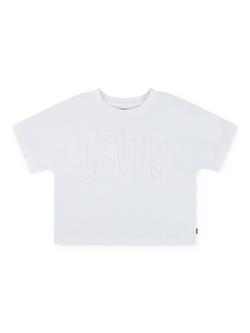 Levi's Kids' Dolman Cotton Blend Short Sleeved Logo T-Shirt, Blanc De Blanc, Blanc De Blanc