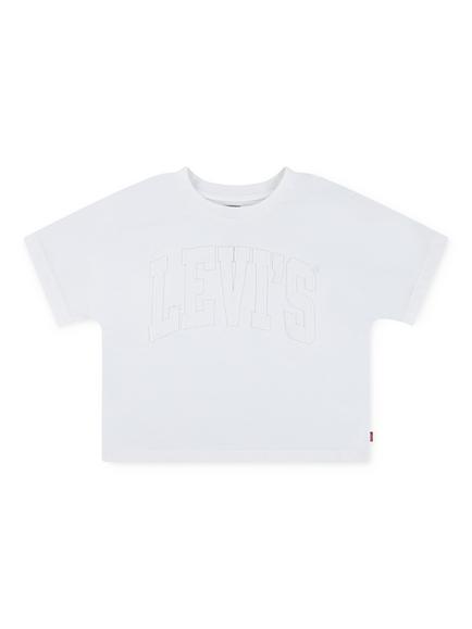 Levi's Kids' Dolman Cotton Blend Short Sleeved Logo T-Shirt, Blanc De Blanc, Blanc De Blanc