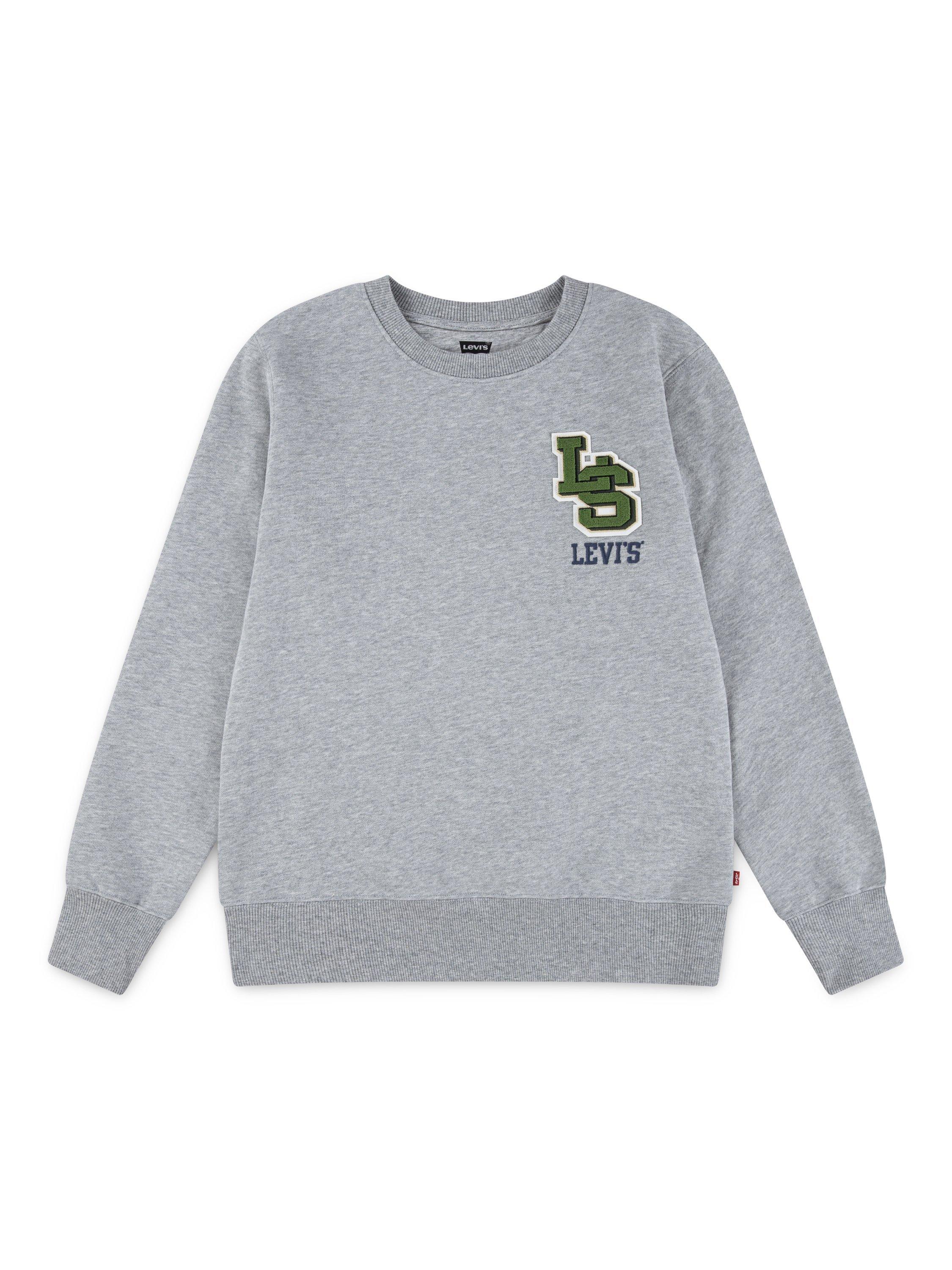 Product image 1 of 3, which shows Levi's Kids' Cotton Blend Monogram Crew Neck Sweatshirt, Grey Heather, 12 years