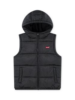 Levi's Kids' Batwing Hooded Puffer Gilet, Jet Black, Jet Black