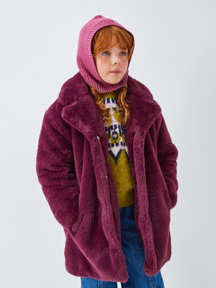 John Lewis Kids' Knit Hood, Berry, Berry