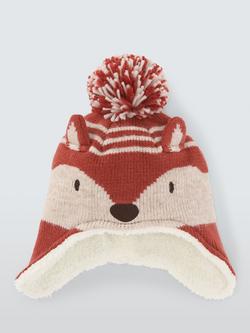 John Lewis Fox Trapper Hat, Orange Multi - view 2, Orange Multi