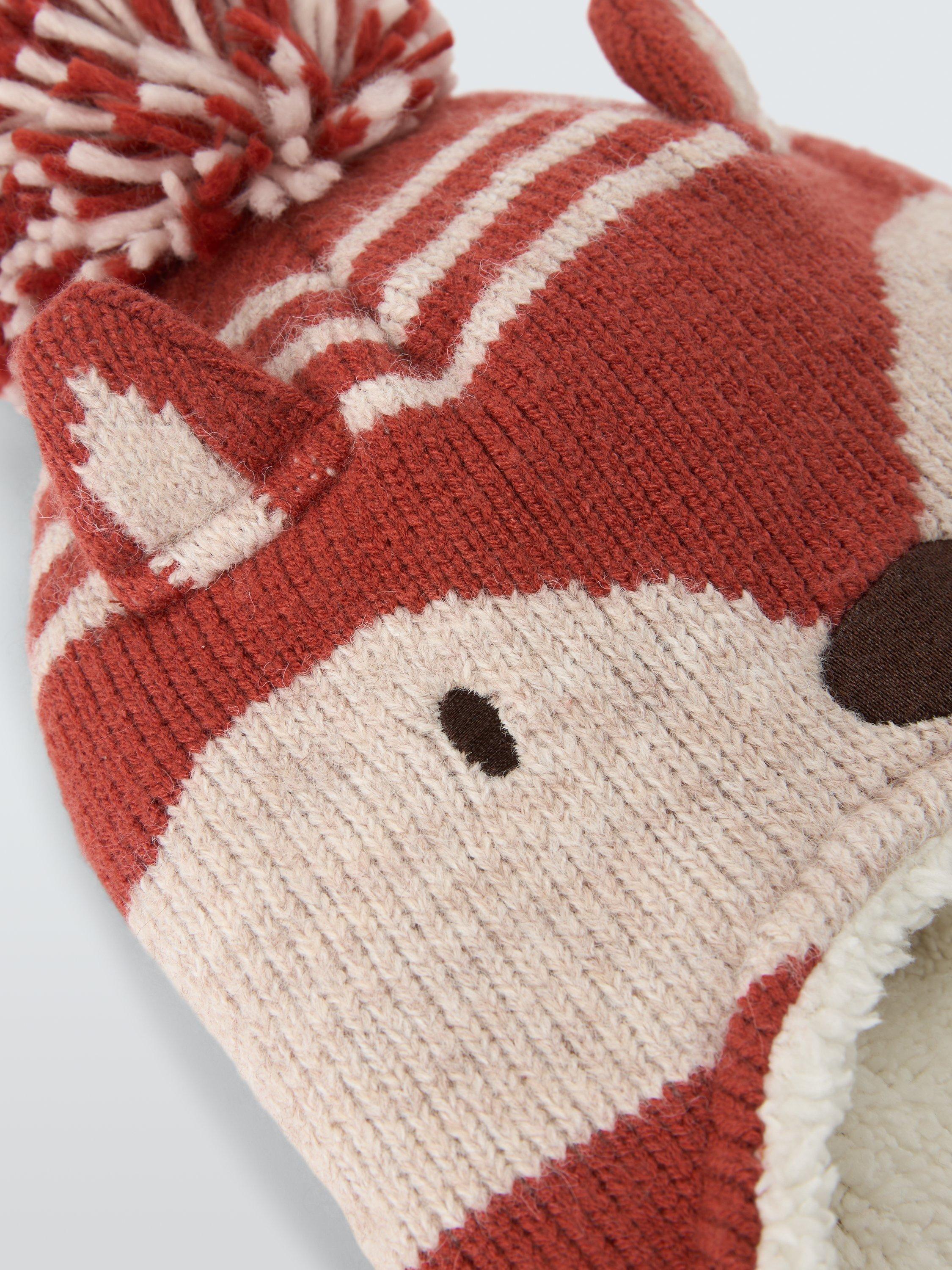 Product image 3 of 5, which shows John Lewis Fox Trapper Hat, Orange Multi, 3-5 years