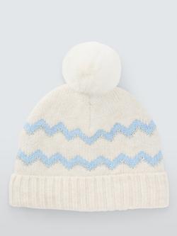 John Lewis Kids' Fairisle Lurex Beanie Hat, Blue - view 2, Blue