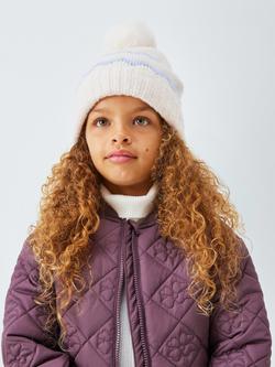 John Lewis Kids' Fairisle Lurex Beanie Hat, Blue, Blue