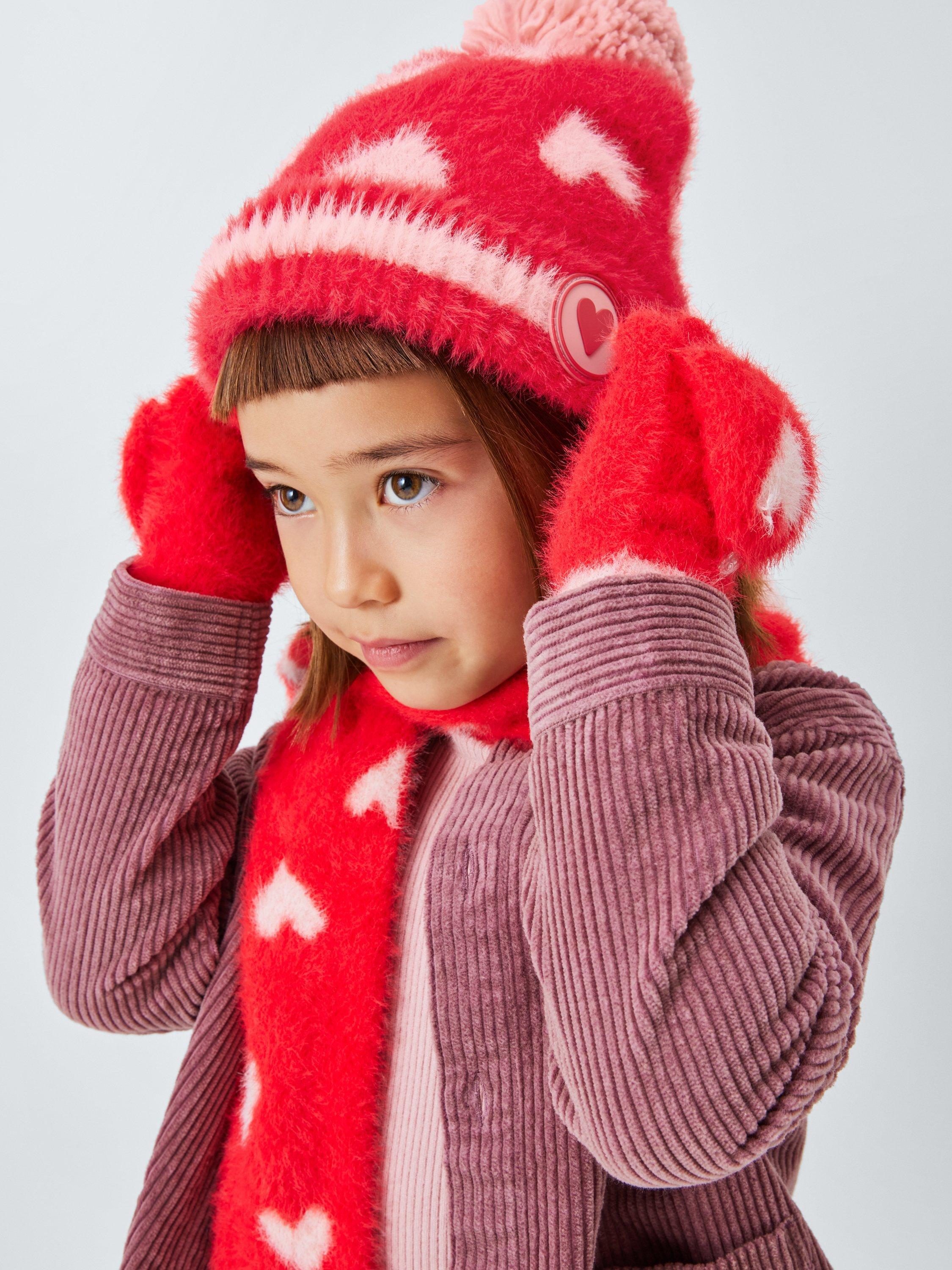 Product image 4 of 5, which shows John Lewis Kids' Heart Beanie Hat, Red, 3-5 years
