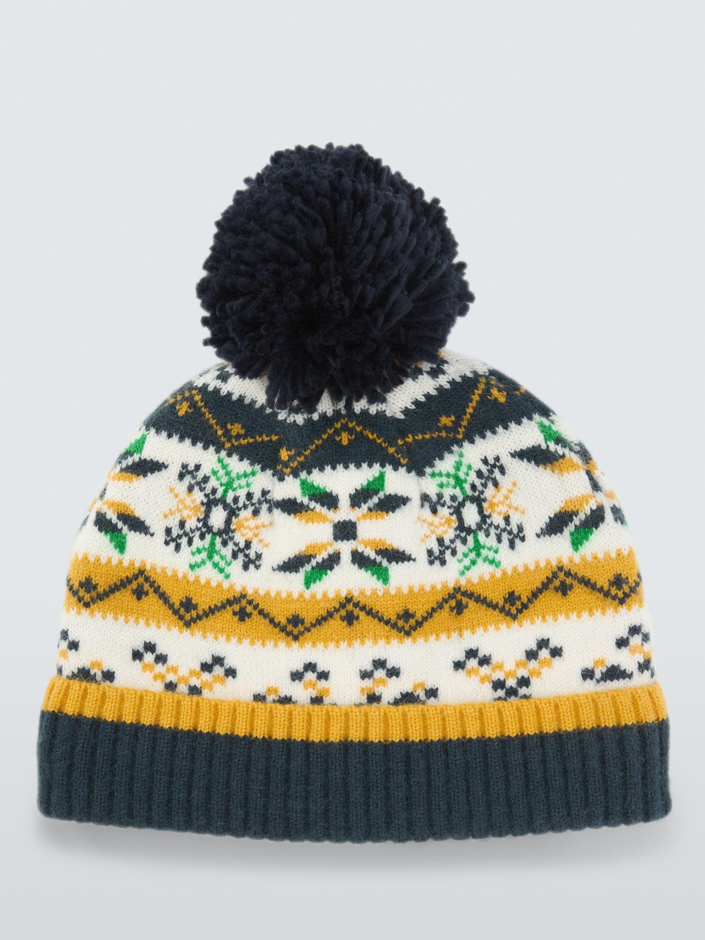 Product image 1 of 5, which shows John Lewis Kids' Fairisle Beanie Hat, Yellow Multi, 3-5 years