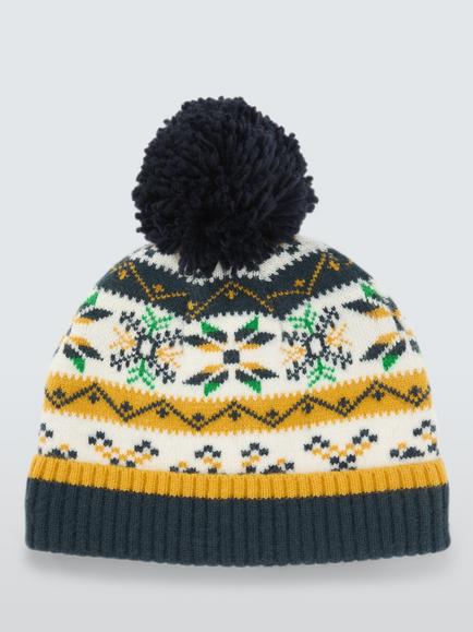John Lewis Kids' Fairisle Beanie Hat, Yellow Multi, Yellow Multi