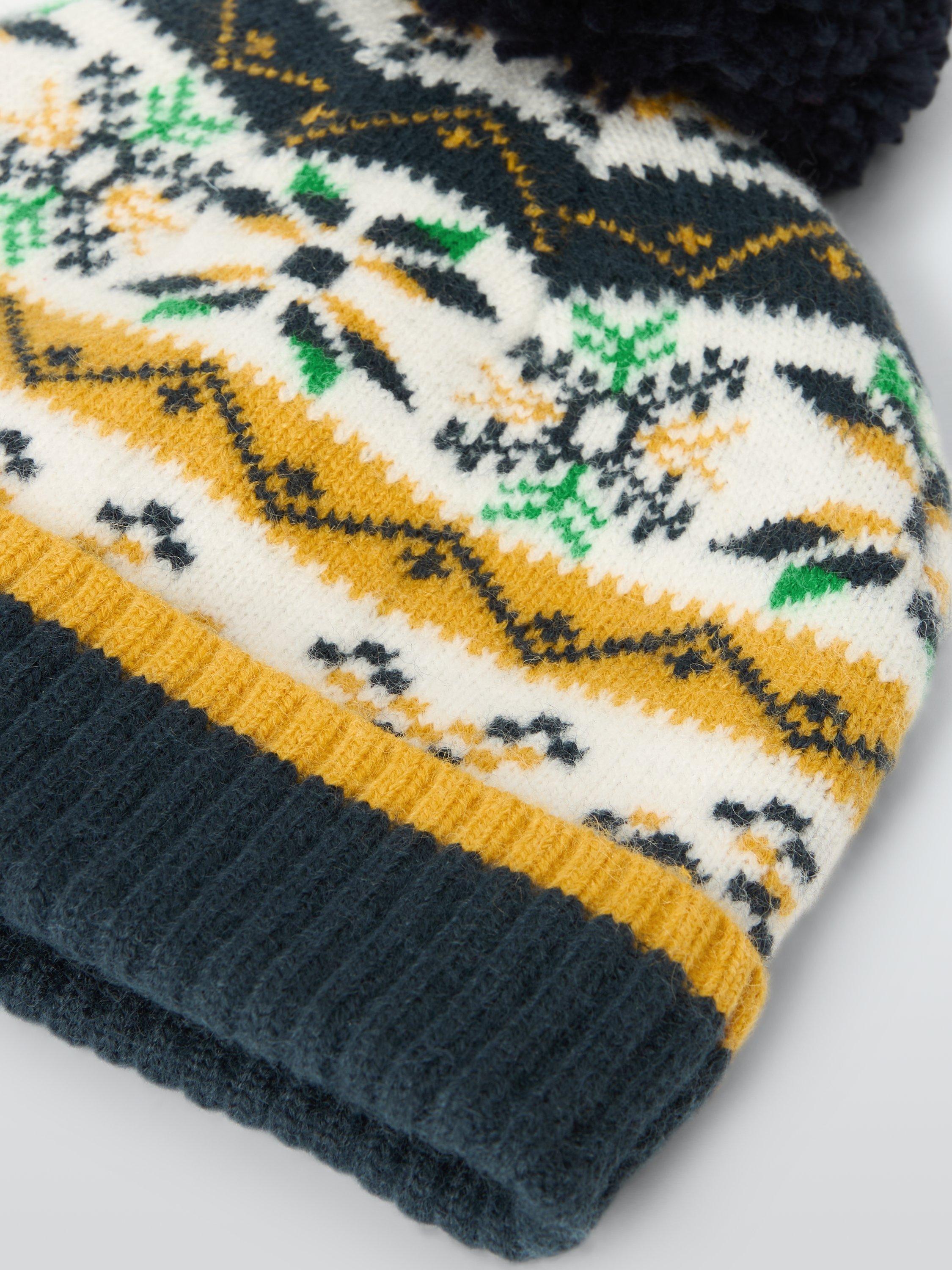 Product image 3 of 5, which shows John Lewis Kids' Fairisle Beanie Hat, Yellow Multi, 3-5 years