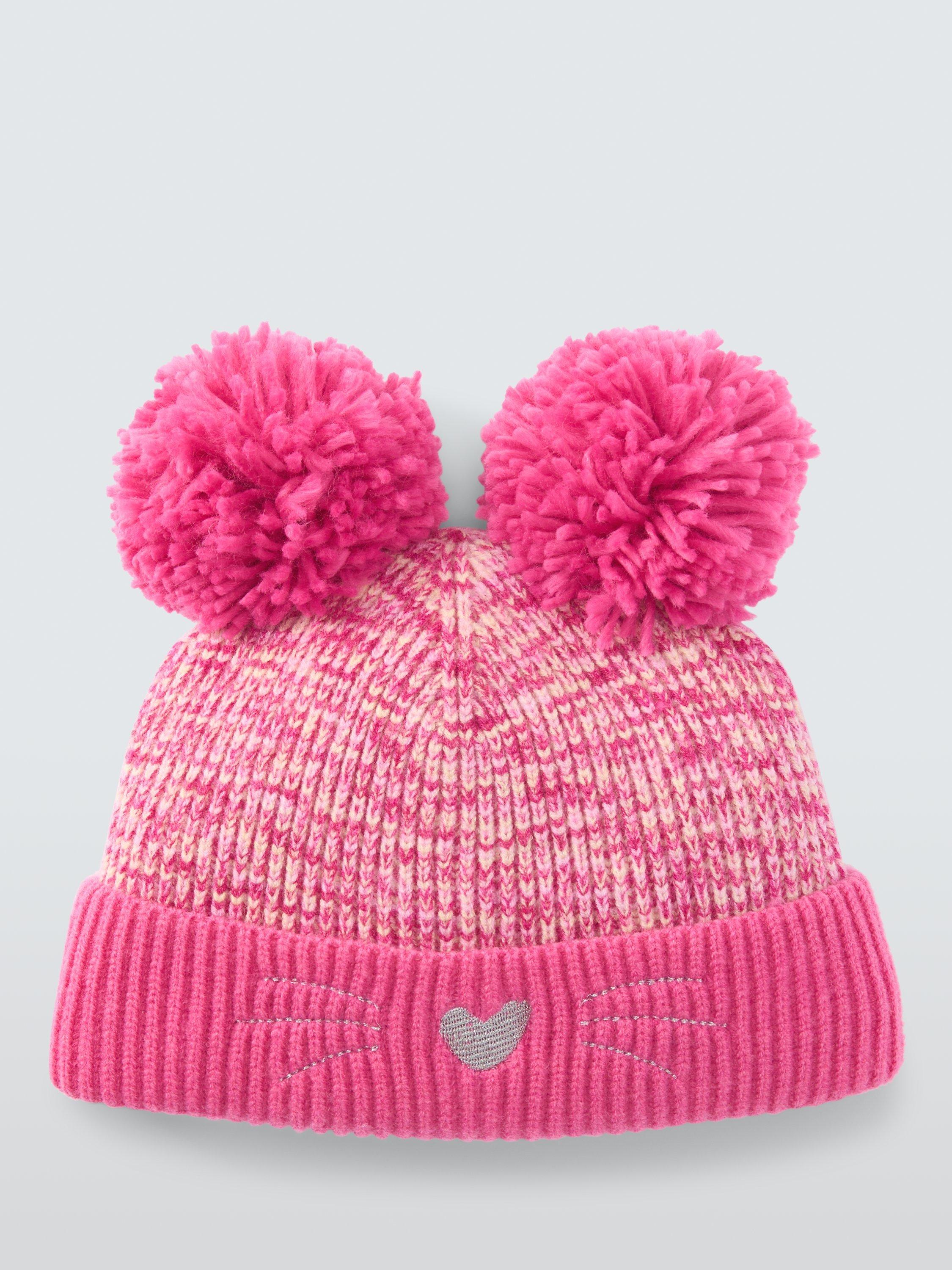 Product image 2 of 5, which shows John Lewis Kids' Cat Beanie Hat, Pink, 3-5 years