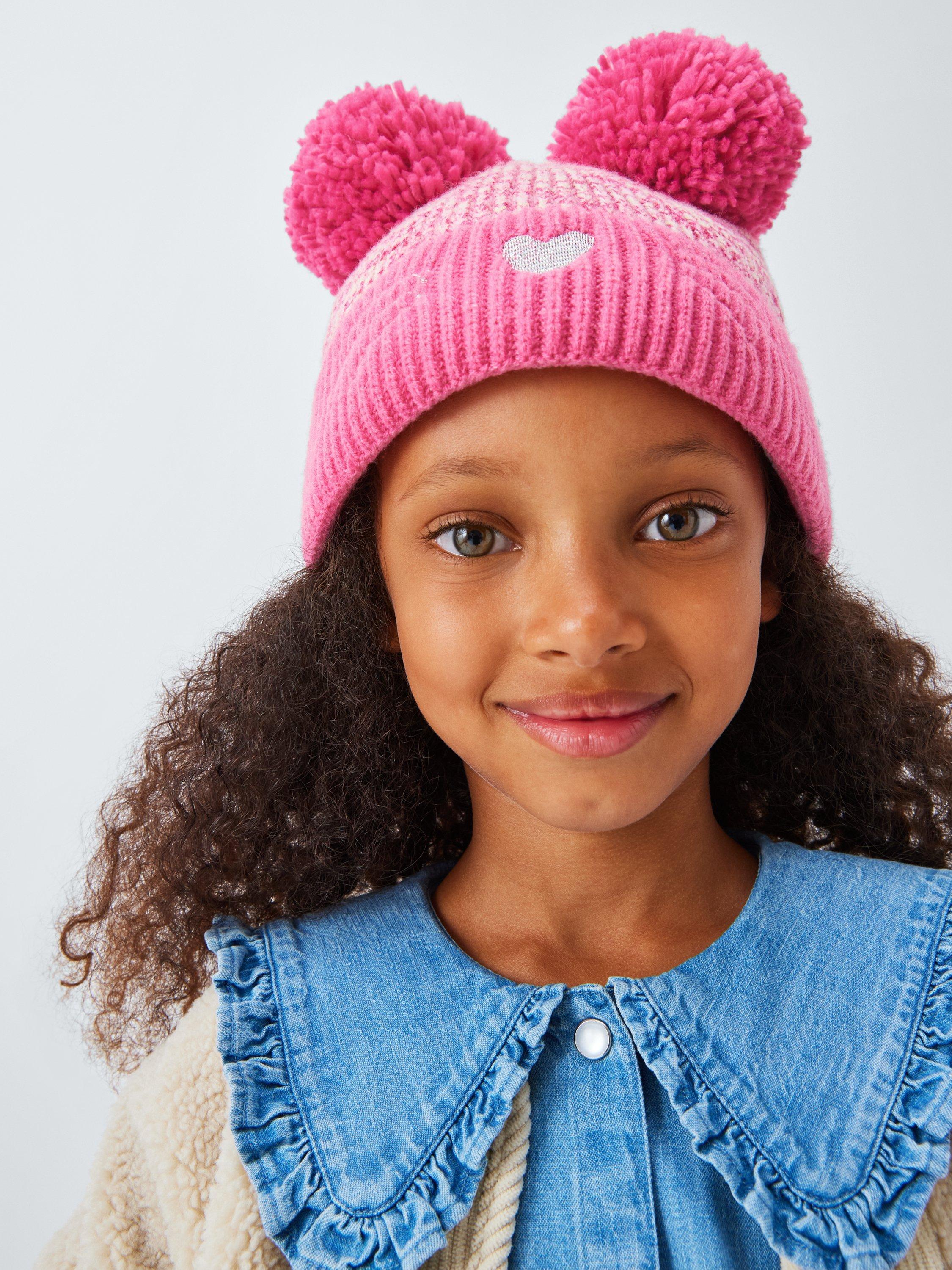 Product image 1 of 5, which shows John Lewis Kids' Cat Beanie Hat, Pink, 3-5 years
